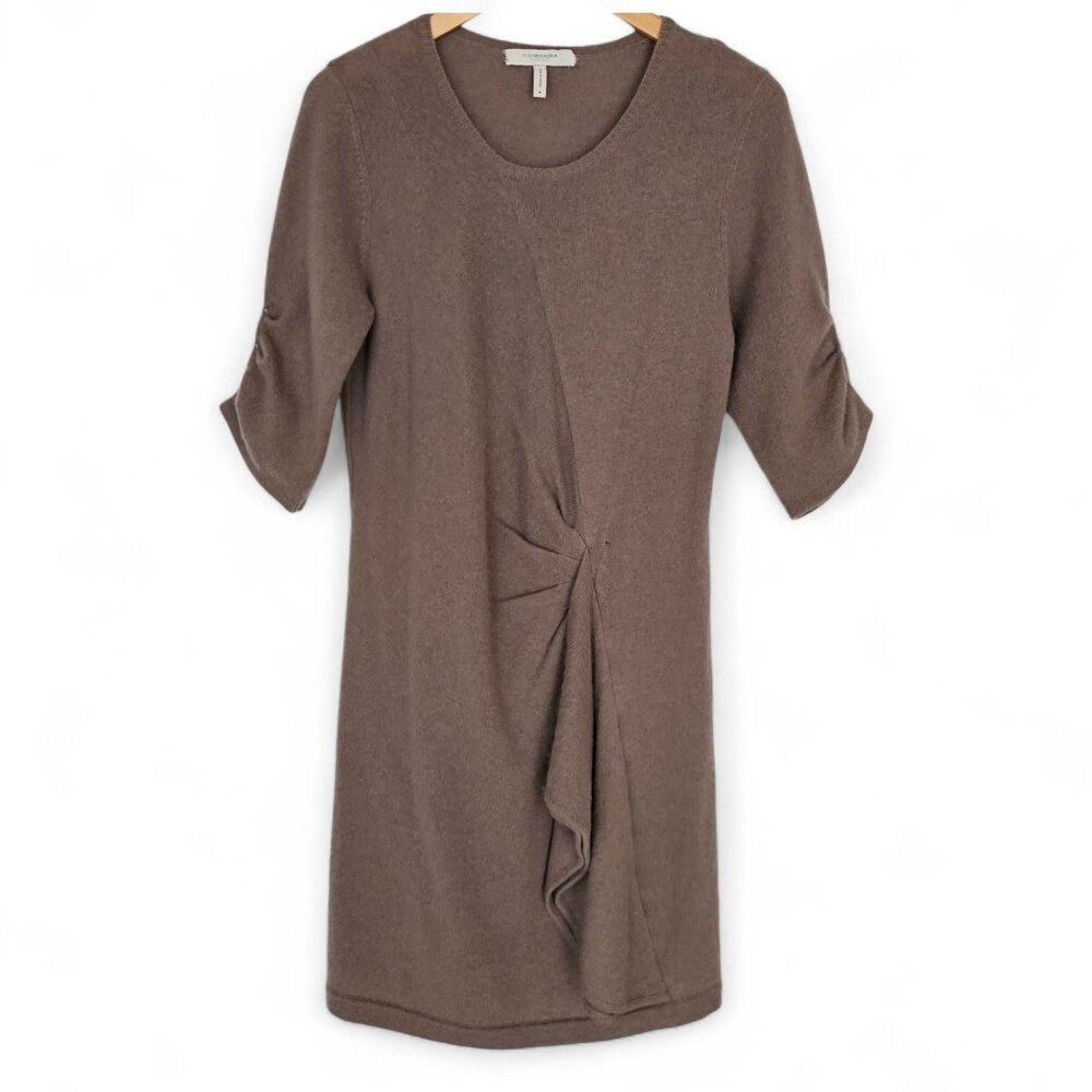 BCBGMaxAzria Sweater Dress Brown Cashmere Merino Wool Size M Soft Cozy Academia